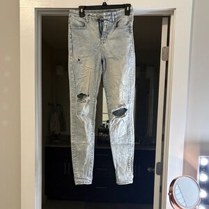 American Eagle Outfitters Light Blue Distressed Skinny Jeans